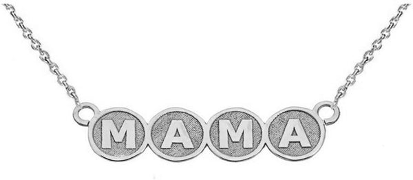 Personalized Name Silver Sideways Mama Pendant Necklace