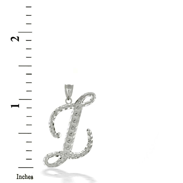 925 Sterling Silver Cursive Initial Letter L Pendant Necklace