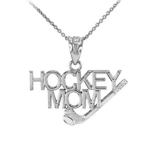 925 Pure Sterling Silver Hockey Mom Pendant Necklace Made in USA 16",18",20",22"