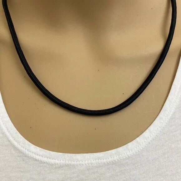 Black Leather Cord Chain Wire Stainless Steel Clasp Necklace 16,18,20,22" in 5mm