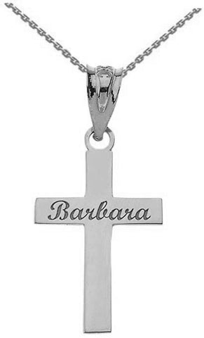 Personalized Dainty Cross Name Engrave Christian Silver Pendant Necklace