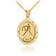 10k Solid Gold Libra Zodiac Sign Filigree Oval Pendant Necklace