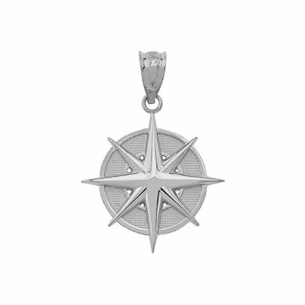 925 Sterling Silver Nautical Compass Pendant Necklace