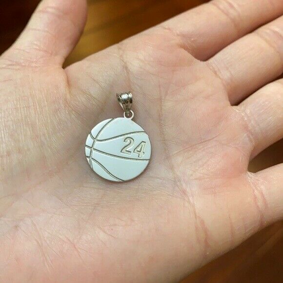 Personalized Engravable Silver Basketball Pendant Necklace Your Number Name