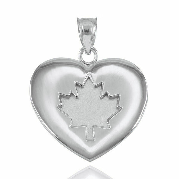 925 Sterling Silver Maple Leaf Heart Pendant Necklace