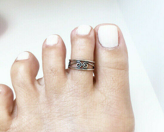NWT .925 Sterling Silver S Curl Adjustable Toe Ring /finger ring adjustable