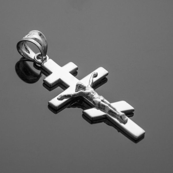 925 Sterling Silver Russian Orthodox Crucifix Pendant Necklace Made in USA