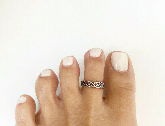 .925 Sterling Silver Weave Interlacing Adjustable Toe Ring / Finger Ring