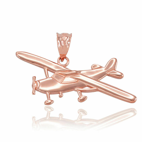 10k Solid Rose Gold Piper Tri Pacer PA-20 Aircraft Airplane Pendant Necklace