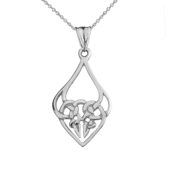 925 Sterling Silver Designer Celtic Knot Statement Pendant Necklace