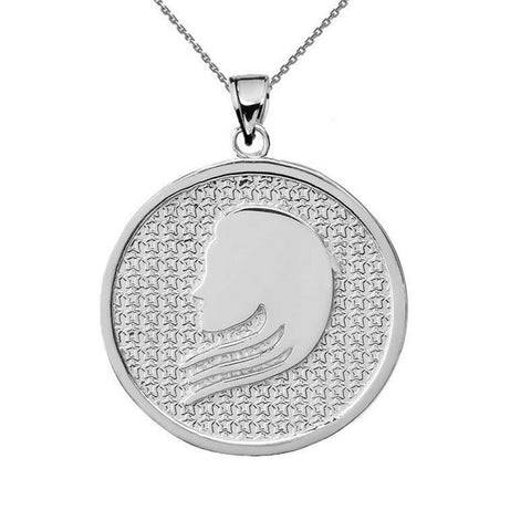 .925 Sterling Silver Zodiac Sign Virgo Disc Pendant Necklace