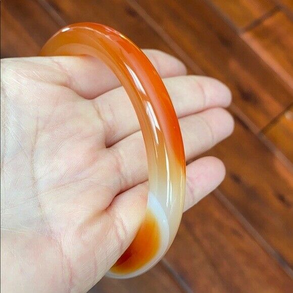 Orange Yellow Red Natural Agate Bangle Inner Diameter 61 mm - Round Shape MN14