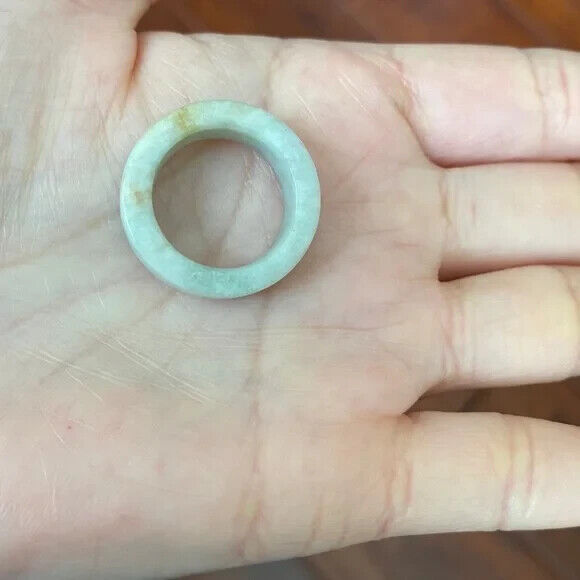 Flat Natual Jade Band Ring Size 6.5 - Unisex Width 6mm