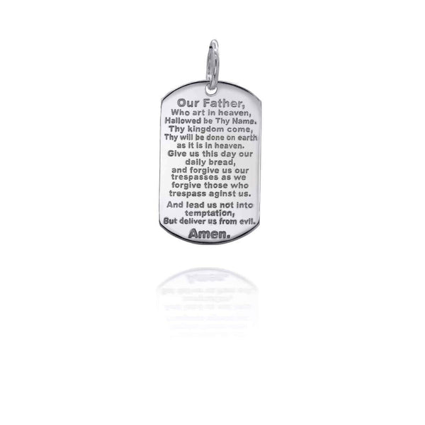 Personalized Name Sterling Silver Reversible Lord's Prayer Pendant Necklace