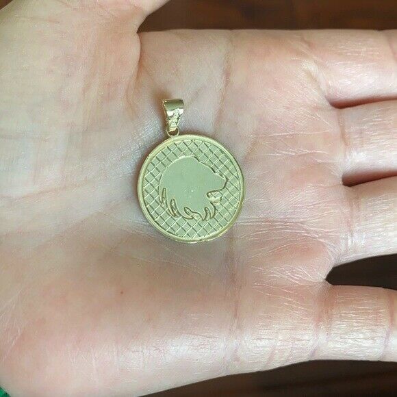 10K Solid Gold Leo Zodiac Sign Disc Round Pendant Necklace 16" 18" 20" 22"