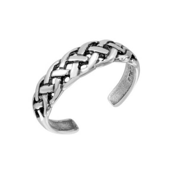 NWT Sterling Silver 925 Braided Adjustable Toe Ring / Finger Thumb Ring