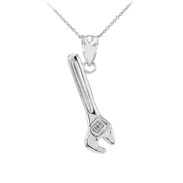 925 Sterling Silver Wrench Pendant Necklace 16", 18", 20", 22"