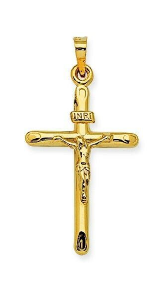 14k Real Gold Crucifix 3D Cross Pendant Necklace Yellow