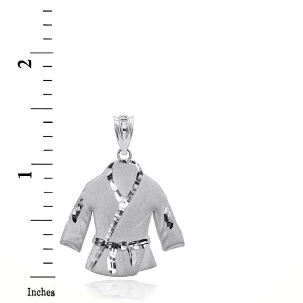 Sterling Silver Martial Arts Karate Robe 3D Pendant Necklace