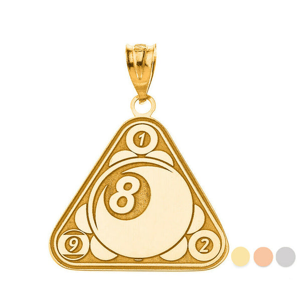 Personalized Name 10k 14k Solid Gold Eight Ball Billiard Pool Pendant Necklace