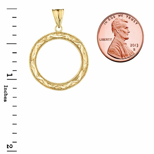 Solid 10k In Yellow Gold Chic Sparkle Cut Circle Of Life Pendant Necklace