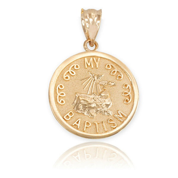 14K Solid Gold My Baptism Pendant Necklace - Yellow, Rose, White