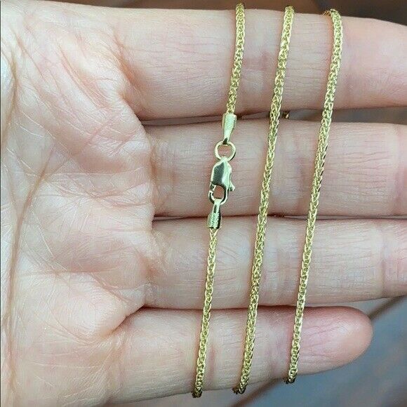 14 k Solid Yellow Real Gold 1.25 mm Square Wheat Chain Necklace 16",18",20" 24"