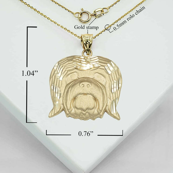 14K Solid Gold Dog Havanese Bichon Pendant Necklace  - Yellow, Rose, White