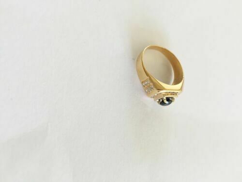 NWOT 14K Yellow gold Sapphire and diamonds Ring Size 7 Unisex