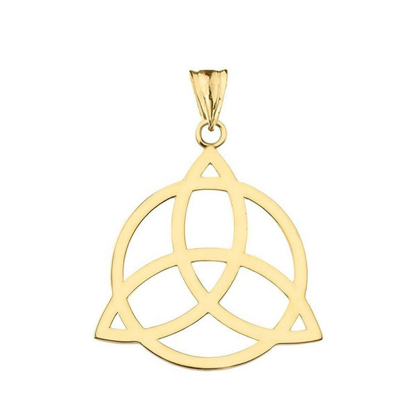 14k Solid Gold Trinity Knot Circle of Life Silhouette Pendant Necklace