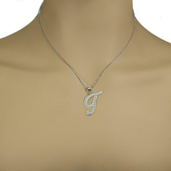 10k Solid Yellow Gold Cursive Initial Letter T Pendant Necklace