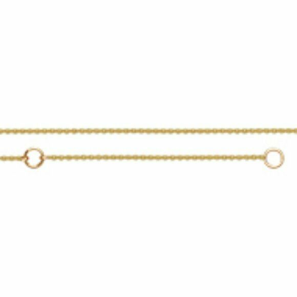 14 k Solid Yellow Gold 0.7 mm Cable Thin Chain Necklace - Adjustable 16"-18"