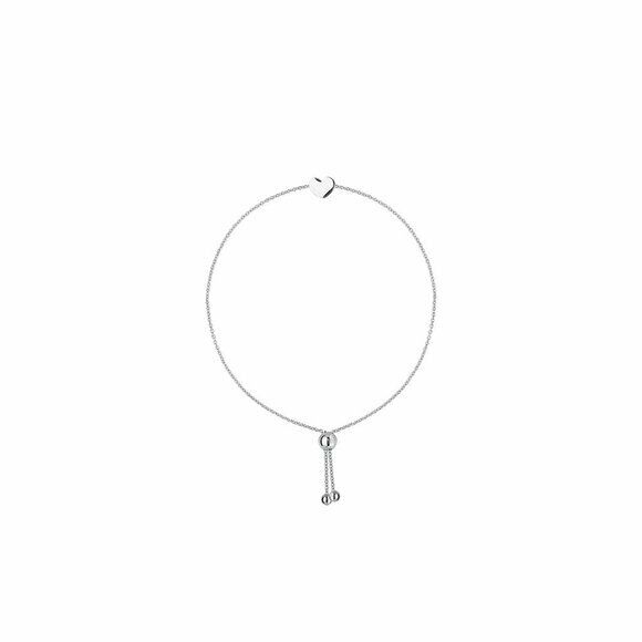 14K Solid White Gold Mini Heart Bead Bracelet Adjustable Minimalist