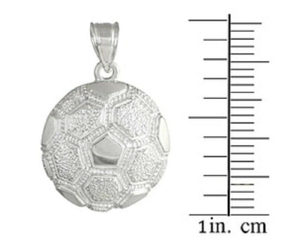 NWT Sterling Silver Textured Soccer Ball Sports Pendant Necklace - Made in USA