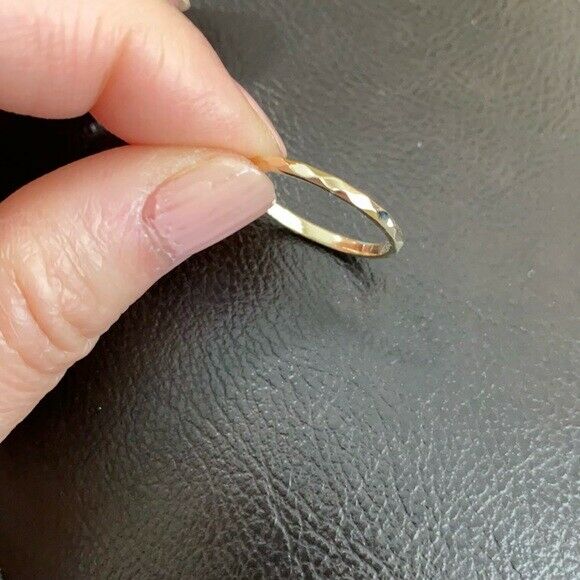 10k Solid Yellow Gold Hammered Knuckle Ring Any Size Thumb Band 1 2 3 4 5 6 7 8