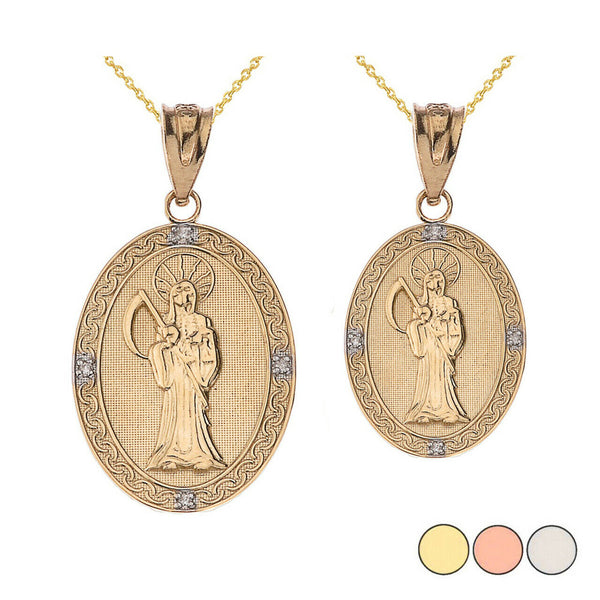 10K Solid Gold Scale Of Justice With Diamonds Pendant Necklace