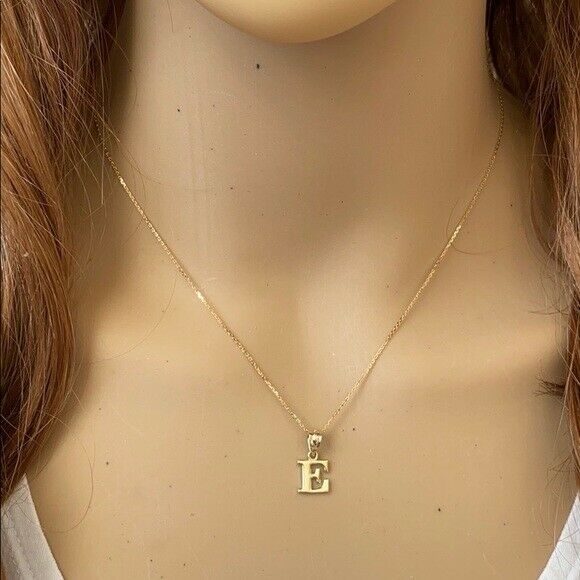 14k Solid Yellow Gold Small Mini Initial Letter M Pendant Necklace