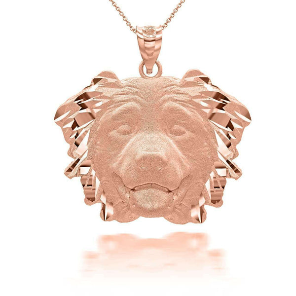 10K Solid Gold Dog Australian Shepherd Pendant Necklace  - Yellow, Rose, White