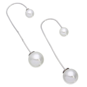 NEW Sterling Silver 925 Hanging Synthetic Pearl Beaded Hook Earrings
