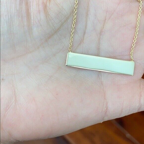 925 Sterling Silver Yellow Gold Plated Bar Rectangle Geometric Necklace 31 x 6