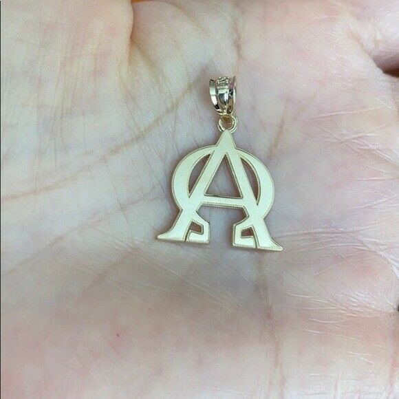 10k Yellow Gold Chirsitian Alpha Omega Christ Symbol Pendant Necklace