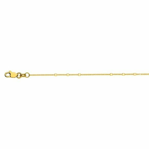 14K Solid Gold Triple Cube Saturn Dainty Anklet - Yellow 9"-10" Adjustable