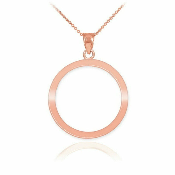14K Solid Rose Gold Eternity Love Circle Of Life Karma Pendant Dainty Necklace