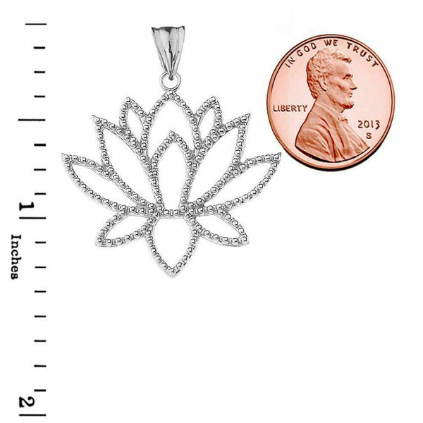 925 Streling Silver Double Sided Lotus Flower Fortune Purify Pendant Necklace