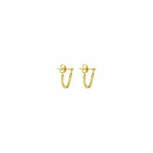 14K Solid Yellow Gold Double Front To Back Dainty Stud Earrings - Minimalist