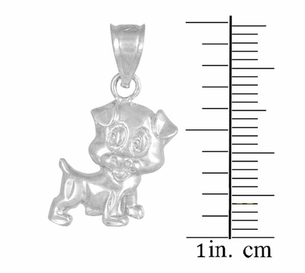 925 Sterling Silver Cute Puppy Charm Pendant Necklace