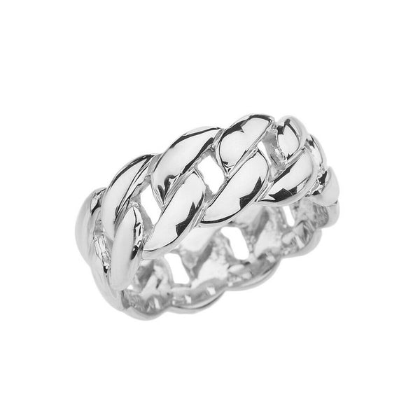 925 Sterling Silver 8 MM Cuban Link Ring Band All / Any Size