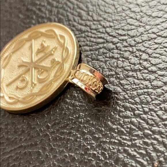 10K Solid White Gold Ancient Christian Chi Rho Px Symbol Pendant Necklace