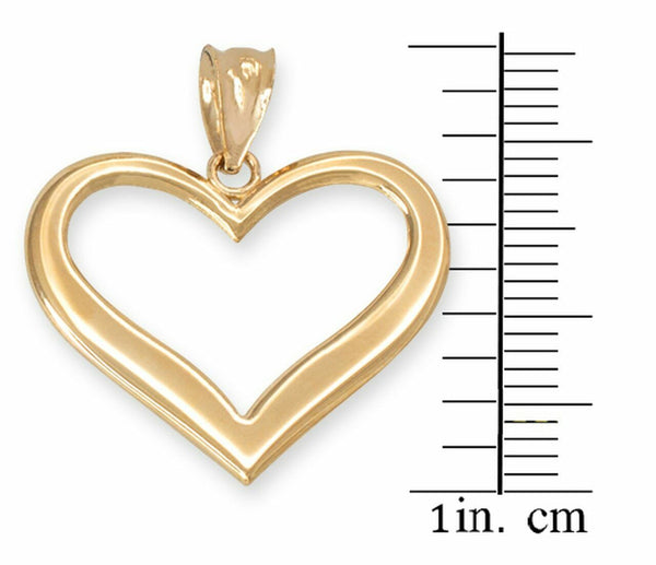 10k Yellow Gold Polished Open Heart Pendant Necklace 16", 18", 20", 22"