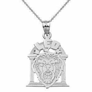 .925 Sterling Silver Zodiac Astrological Sign Leo Pendant Necklace